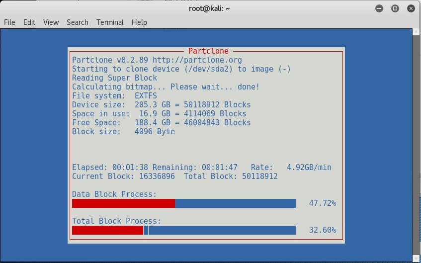 Clonezilla, Backing up Partition